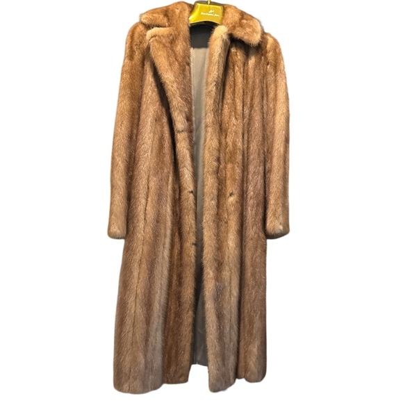 VINTAGE BROWN/TAN MINK FUR COAT-42” - Picture 8 of 16